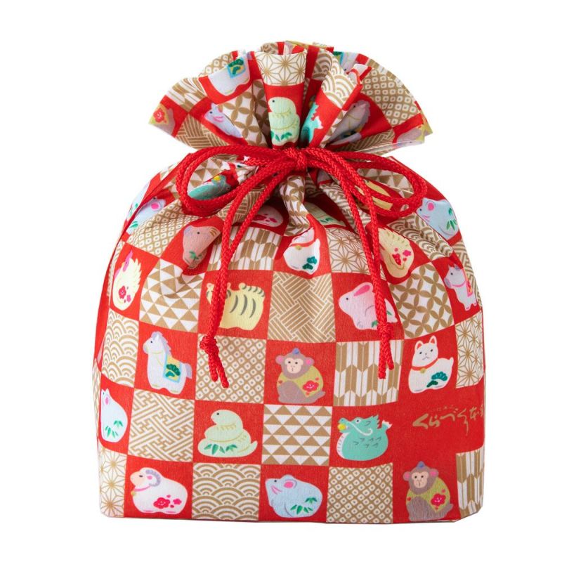 【WEB・本店限定】オリジナル干支(えと)巾着（かわごえ音色入）人気お菓子詰め合わせ　７個入※熨斗対応不可